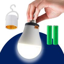 Lâmpada Recarregável Emergêncial com Bateria + Bocal Gancho E27 Luz LED Branco Frio 15W Lâmpada Recarregável Emergêncial com Bateria + Bocal Gancho E27 Luz LED Branco Frio 15W