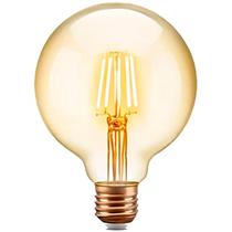 Lampada Retro Vintage Boho Filamento Led G95 4W E27 Bivolt 2200K Amarelo Ambar Decorativa Sofisticado Classico