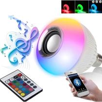 Lâmpada Rotativa Colorida Musical Caixa Som 3w Bluetooth Led Rgb Com Controle - Lampada Que toca música - Vip Shop