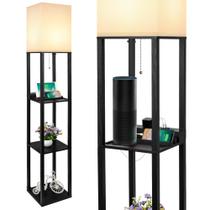 Lâmpada SHINE HAI Luminária de chão de prateleira 3 em 1 160 cm USB tipo C AC Lâmpada SHINE HAI Luminária de chão de prateleira 3 em 1 160 cm USB tipo C AC