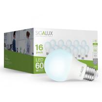 Lâmpada Sigalux A19 60W Eqv 5000K Daylight 9,5W, pacote com 16 Lâmpada Sigalux A19 60W Eqv 5000K Daylight 9,5W, pacote com 16