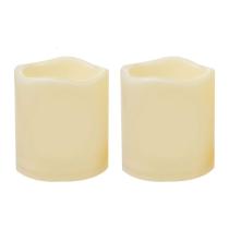 Lâmpada Smallpenglai, pacote com 2 pilares LED sem chama, 7,5 x 7,5 cm, à prova d'água