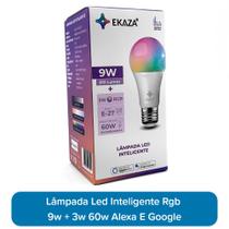 Lâmpada Smart Bulbo Led Wi-fi Inteligente Compativel com Amazon Alexa E Google C/Ritmo 9w + 3w 60w E27 incandescente - Ekaza
