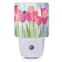 Lâmpada Smoaffly Pink Tulip LED Night Light Auto Sensor Lâmpada Smoaffly Pink Tulip LED Night Light Auto Sensor