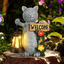 Lâmpada solar de jardim Json Cat Statue com lanterna LED