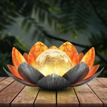 Lâmpada solar externa QZHP Lotus Flower Crackle Glass 27cm Lâmpada solar externa QZHP Lotus Flower Crackle Glass 27cm