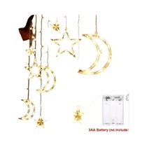 Lâmpada Solar LED À Prova d'Água Em Forma De Lua E Estrela Para Exterior, Luz De Cortina De Fada Com