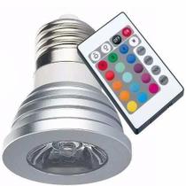 Lâmpada Spot Led Rgb 16 Cores Controle 24 Funções 3w E27 - lampada