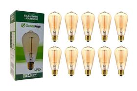 Lâmpada ST64 Filamento De Carbono 40w 110V E27 Retrô KIT 10