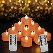 Lâmpada SUNGEGE Orange LED Tea Lights, pacote com 12 unidades de 4,3x4 cm