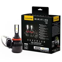 Lampada Super Led H8 H9 H11 H16 6000K 6400 Lumens Code New Generation