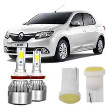 Lâmpada Super Led Logan 2014/2020 Farol Baixo 6000k + Pingo T10
