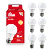 Lâmpada Superled Bulbo 9 e 6w 6500k Bivolt Branca Kit C/ 6