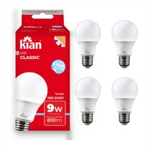 Lâmpada Superled Bulbo 9w 6500k Bivolt Branca Kit C/ 4