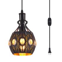 Lâmpada suspensa YLONG-ZS Swag Lights Plug in Pendant Black