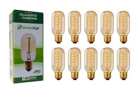 Lâmpada T45 Filamento De Carbono 40w 220v E27 Retrô KIT 10