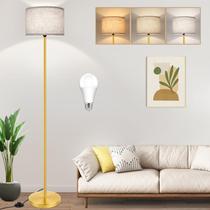 Lâmpada TOBUSA Candeeiro de chão dourado de 165 cm Lâmpada LED de 3 cores Lâmpada TOBUSA Candeeiro de chão dourado de 165 cm Lâmpada LED de 3 cores