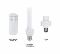 Lâmpada UVC 14W Germicida Virus e Bactéria C/ Timer e Controle Remoto 127V - G Light