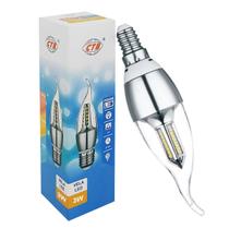 Lâmpada Vela Chama Prata 3W 3 Tons Frio Quente Neutro E14