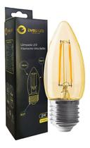Lâmpada Vela Filamento Led 2W E27 Bivolt Âmbar Retrô