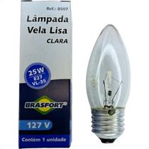 Lampada Vela Lisa Brasfort 25Wx127V. Clara - Kit C/10 Pecas Lampada Vela Lisa Brasfort 25Wx127V. Clara - Kit C/10 Pecas