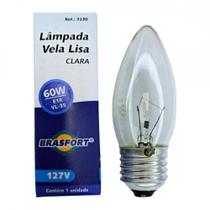 Lampada Vela Lisa Brasfort E-14 Clara 60Wx127V. . / Kit C/ 10 Peca