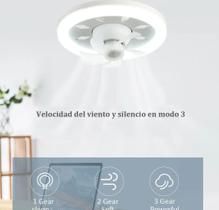 Lampada Ventilador De Teto De 30w Com Luz Integrada E27 Teto Remoto
