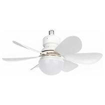 Lampada Ventilador De Teto Super Silenciosa E27 Bivolt Controle Remoto Com 3 Modos De Iluminação