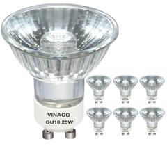 Lâmpada Vinaco GU10 MR16 halógena 25W 2800K branca quente, pacote com 6