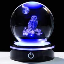 Lâmpada YWHL 3D Owl Crystal Ball Base LED colorida de 8 cm