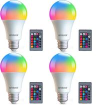 Lâmpadas AFINSEA RGB Color Changing 9W 6500K E27, pacote com 4 Lâmpadas AFINSEA RGB Color Changing 9W 6500K E27, pacote com 4
