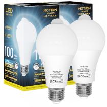 Lâmpadas com sensor de movimento ORALUCE 12W 6000K A19 E26, pacote com 2 Lâmpadas com sensor de movimento ORALUCE 12W 6000K A19 E26, pacote com 2