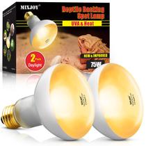 Lâmpadas de calor para répteis MIXJOY 75W UVA Daylight, pacote com 2 lâmpadas de 120 V