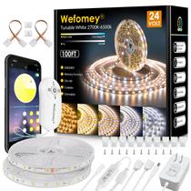 Lâmpadas de LED Wefomey, 100 pés, reguláveis em 24 V com controle remoto e aplicativo