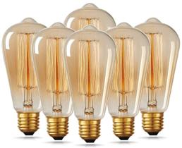 Lâmpadas Edison vintage HESSION ST64 40W E26 Base, pacote com 6 Lâmpadas Edison vintage HESSION ST64 40W E26 Base, pacote com 6