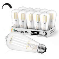 Lâmpadas Edison vintage MASTERY MART E26 Led 5,5 W 5000 K, pacote com 10 Lâmpadas Edison vintage MASTERY MART E26 Led 5,5 W 5000 K, pacote com 10