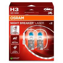 Lampadas Farol Milha Neblina H3 Osram Night Breaker Laser 55W 12V 2 Unidades PK22s Mais Distancia Brilho Luz Lampadas Farol Milha Neblina H3 Osram Night Breaker Laser 55W 12V 2 Unidades PK22s Mais Distancia Brilho Luz