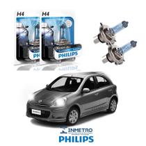 Lâmpadas Farol Nissan March Philips H4 BlueVision