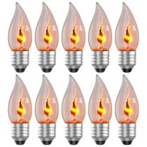 Lâmpadas Flame Hompavo Upgraded E26 Flickering Fire, pacote com 10 Lâmpadas Flame Hompavo Upgraded E26 Flickering Fire, pacote com 10