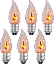 Lâmpadas Flame Hompavo Upgraded E26 Flickering Fire, pacote com 6 Lâmpadas Flame Hompavo Upgraded E26 Flickering Fire, pacote com 6