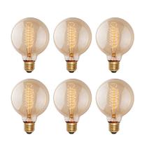 Lâmpadas incandescentes Edison 60W G25 (G80) 2100K, pacote com 6 Lâmpadas incandescentes Edison 60W G25 (G80) 2100K, pacote com 6