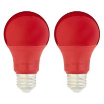 Lâmpadas LED Amazon Basics A19, cor vermelha, 9 W, pacote com 2 unidades