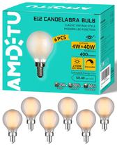 Lâmpadas LED AMDTU 40W E12 Frosted Globe 2700K, branco quente, pacote com 6