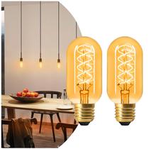 Lâmpadas LED AMDTU E26 Edison 7W 600lm 2200K T45 Amber Glass, pacote com 2 unidades