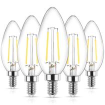 Lâmpadas LED Ascher E12 Classic Candelabra 4W 5000K, pacote com 5 Lâmpadas LED Ascher E12 Classic Candelabra 4W 5000K, pacote com 5