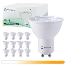 Lâmpadas LED Bravsekai GU10 3000K, branco quente, equivalente a 35 W, pacote com 12 Lâmpadas LED Bravsekai GU10 3000K, branco quente, equivalente a 35 W, pacote com 12