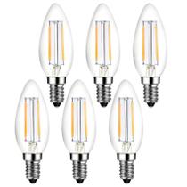 Lâmpadas LED de candelabro Beonllay E14 2W 250LM 2700K, pacote com 6 Lâmpadas LED de candelabro Beonllay E14 2W 250LM 2700K, pacote com 6