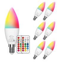 Lâmpadas LED de candelabro ChangM E12 5W, conjunto de 6 RGB e branco quente