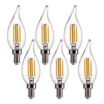 Lâmpadas LED de candelabro FLSNT CA11 E12 reguláveis 4W 2700K, pacote com 6