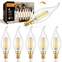 Lâmpadas LED de candelabro IINVGOOD reguláveis 6W 2700K E12, pacote com 6 Lâmpadas LED de candelabro IINVGOOD reguláveis 6W 2700K E12, pacote com 6